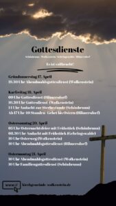 Plakat mit den Terminen vom 17.04.2025 bis zum 21.04.2025