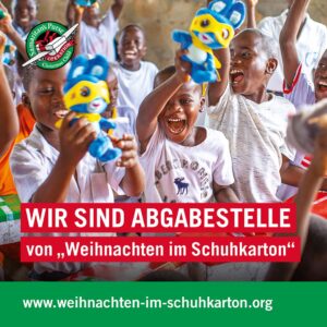 Wir sind Abgabestelle von Weihnachten im Schuhkarton