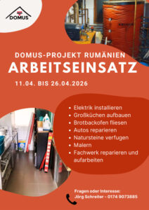 Plakat: Arbeitseinsatz in Rumänien vom 11.04.2026 bis zum 26.04.2026